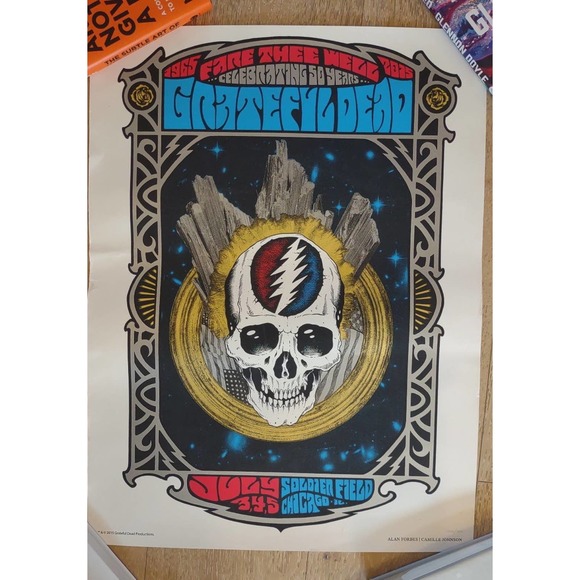Grateful Dead Poster 24x 18 in. RARE NUMBERED LITHOGRAPH  Soldier Field Chicago - Picture 1 of 3